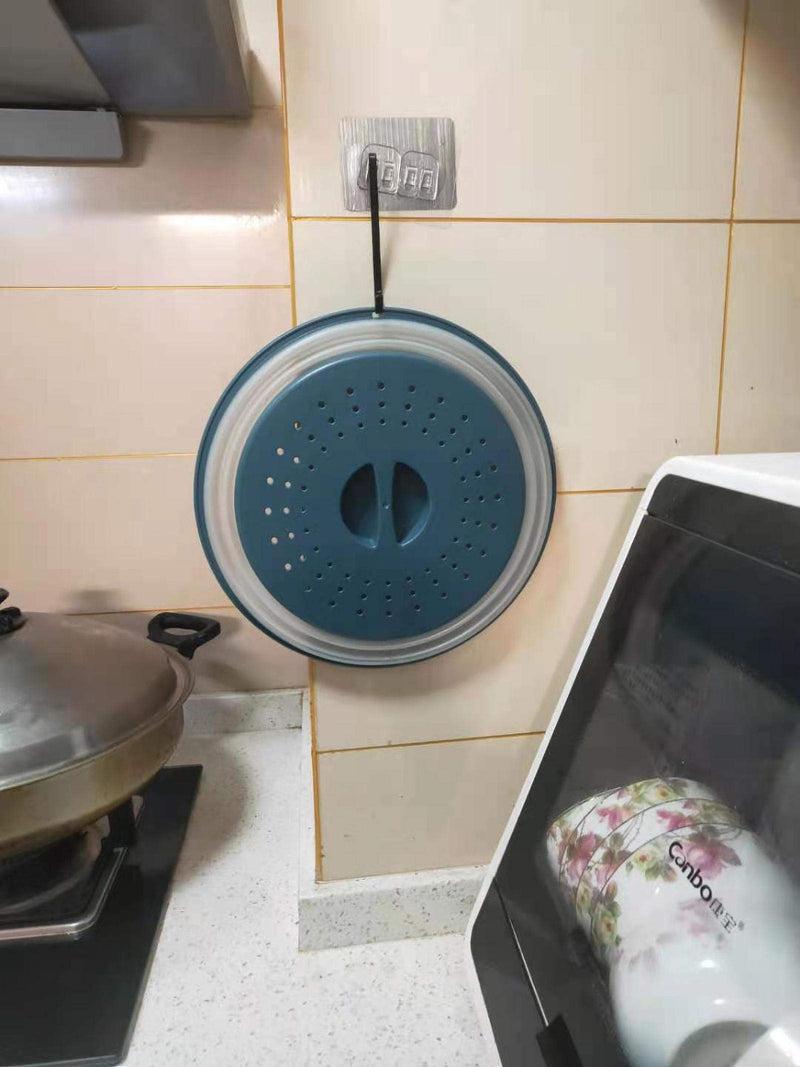 [Australia - AusPower] - WENWELL Upgraded Microwave Splatter Cover for Food, Vented Collapsible Kitchen dish bowl Plate lid Can be Hung, Easy to Shake Hands,Drainer Basket,BPA-Free Silicone & Plastic,Grey 