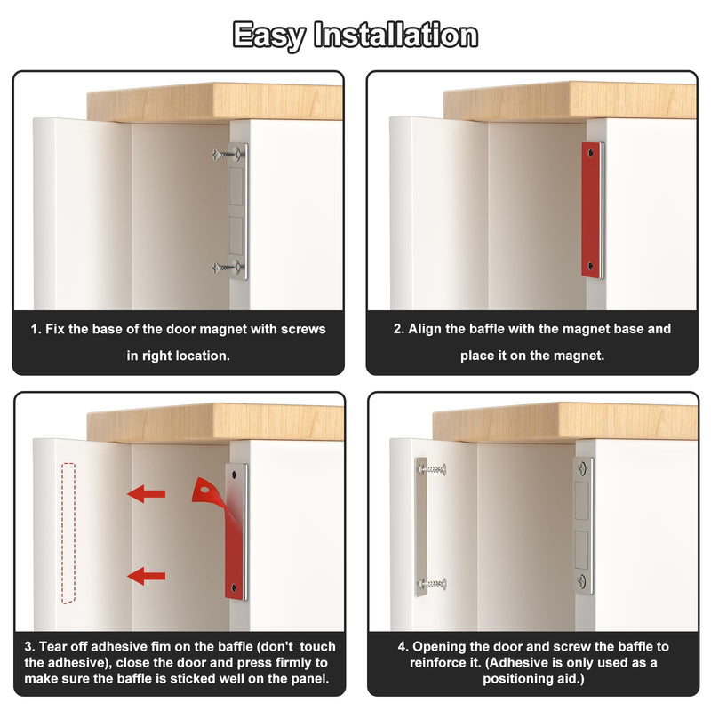[Australia - AusPower] - Jiayi 30 Lb Cabinet Drawer Door Magnets, 2 Pack Magnetic Cabinet Door Catch Heavy Duty Kitchen Magnets Closures, Door Magnetic Catch Cupboard Double Magnets Latch for Wardrobe Closet Door Closing Sliver 
