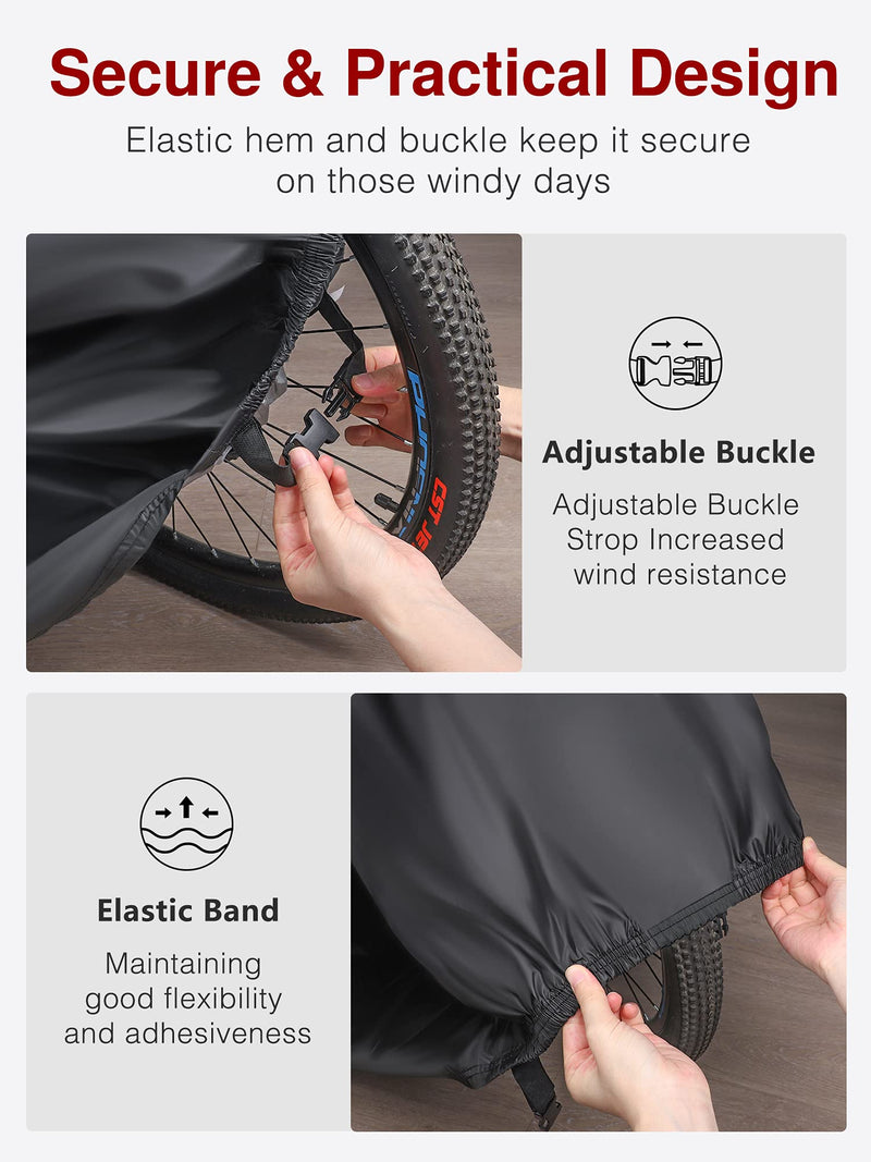 [Australia - AusPower] - Puroma Bike Cover Outdoor Waterproof Bicycle Covers Rain Sun UV Dust Wind Proof with Lock Hole for Mountain Road Electric Bike Basic Black X-Large 