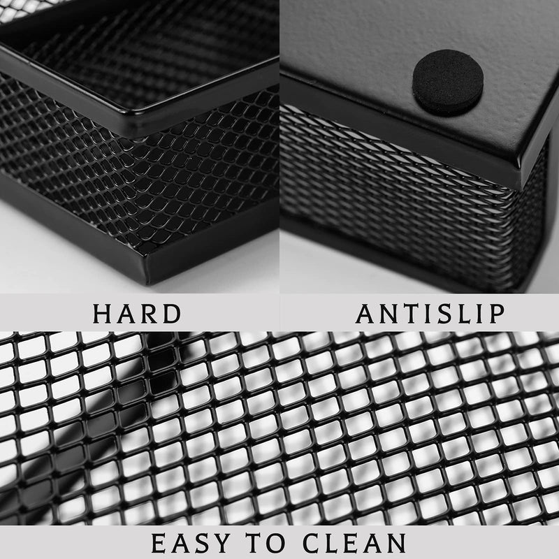 [Australia - AusPower] - Ludato 2 Pieces Mesh Pen Holder Desk Organizers，3 Compartments Black Mesh Pencil Holder for Desk Gifts for Husband 