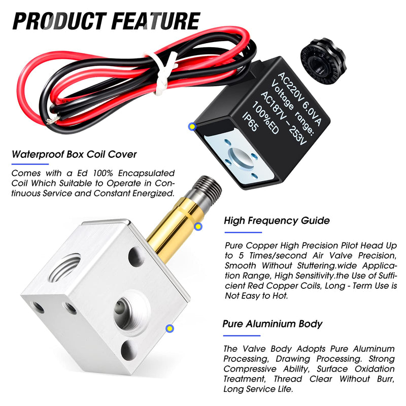 [Australia - AusPower] - TAILONZ PNEUMATIC 1/8 inch NPT 12V/24V/110V/220V 3 Way 2 Position Normally Closed Solenoid Valve Solenoid air Valve 3V1-06 AC220V 