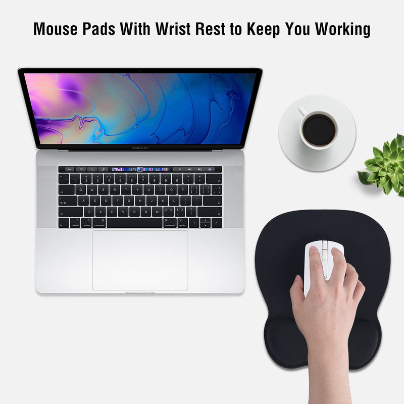 [Australia - AusPower] - EooCoo Ergonomic Mouse Pad with Wrist Support, Non-Slip Base Mouse Mat for Internet Cafe, Home & Office Memory Foam Black 
