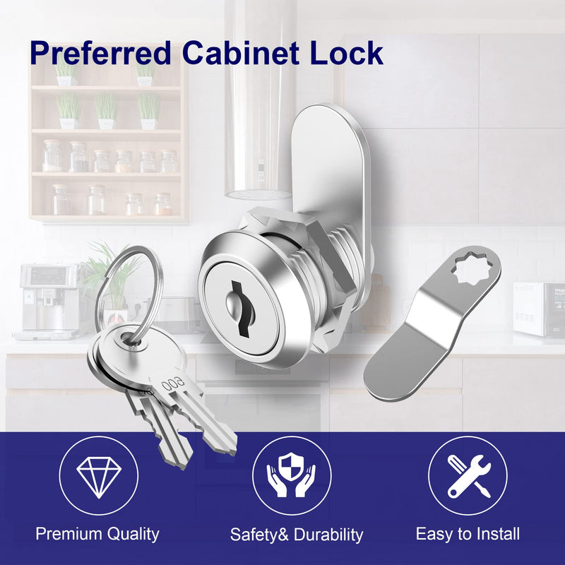 [Australia - AusPower] - Jayseon 3 Pack Cabinet Locks with Keys, Mailbox Lock Cam Locks 5/8" Keyed Alike, Toolbox Lock Replacement Lock for Toolbox Locks with Keys, Zinc Alloy 3 Pcs 5/8 Inch 