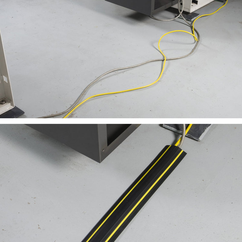 [Australia - AusPower] - D-Line Floor Cord Cover Heavy Duty Cable Protector - FC83H, 6 Foot, Linkable - Protect Cords and Prevent a Trip Hazard - Cable Cavity 1 3/16” W x 3/8” H (Black and Yellow) Black/Yellow 