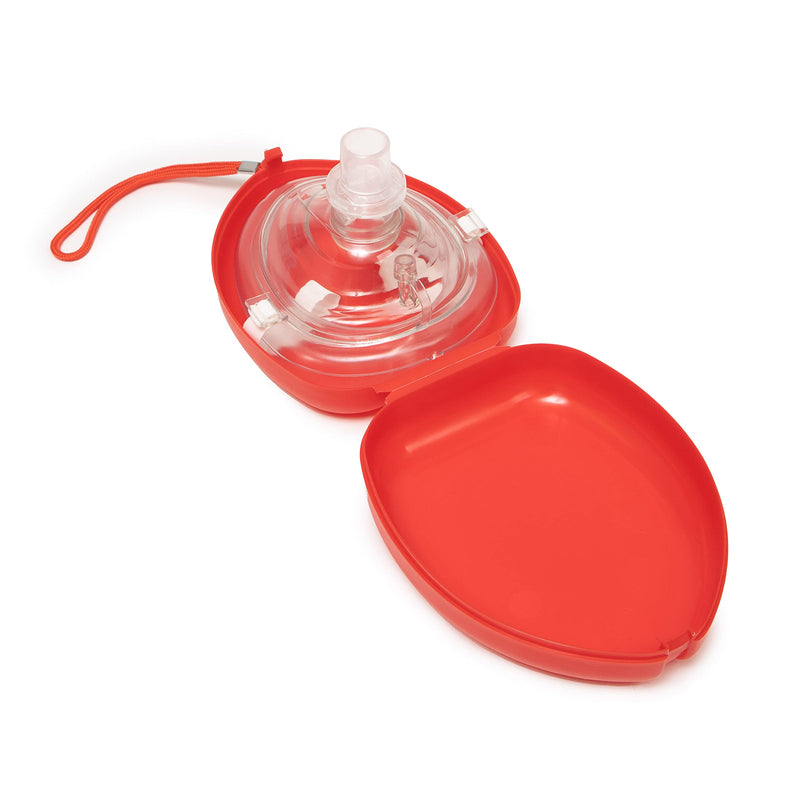 [Australia - AusPower] - Primacare RS-6845-5 Pack of 5 Single Valve CPR Rescue Mask in Red Hard Case, Adult/Child Pocket Resuscitator with Elastic Strap, Air Cushioned Edges, 6.5x4.8x1.6 inches 5 Count (Pack of 1) 