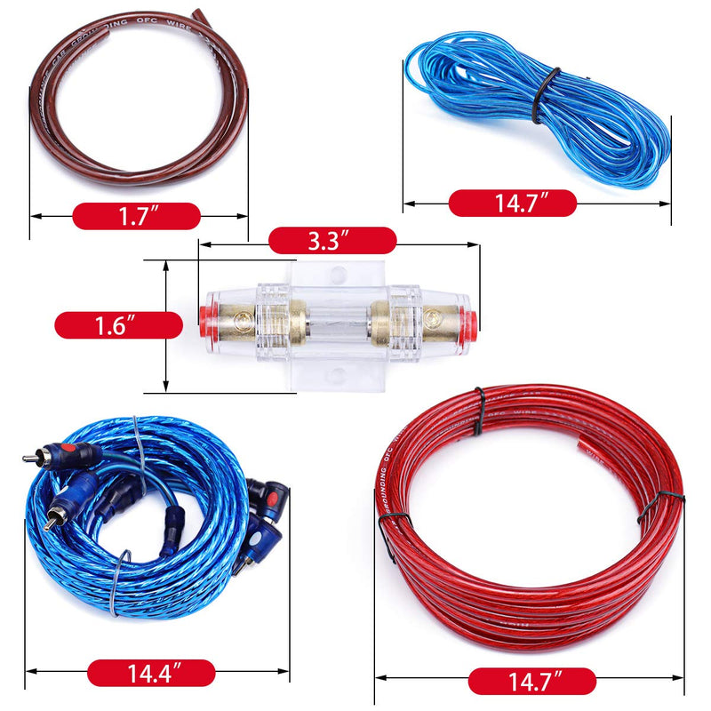 [Australia - AusPower] - Muzata 10 Gauge Amplifier Installation Kit with RCA Interconnect and Speaker Wire, Car Audio Subwoofer Wire, AMP Wiring, Auto Audio Cables 