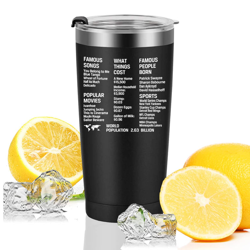 [Australia - AusPower] - 1952 70th Birthday Gift for Women and Men - 70th Gifts for Parents - 70th Class Reunion - Mom Dad Wife Husband Present - 20oz Tumbler Cup（black） 