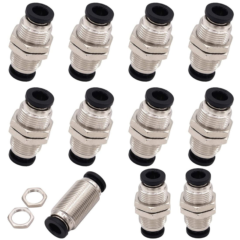 [Australia - AusPower] - Pneumatic PMM Tubing Bulkhead Union Bulkhead Union Push Pneumatic Bulkhead Fittings 6mm Tube OD X 6mm Tube OD Push to Connect Air Fitting (10 Pack) 