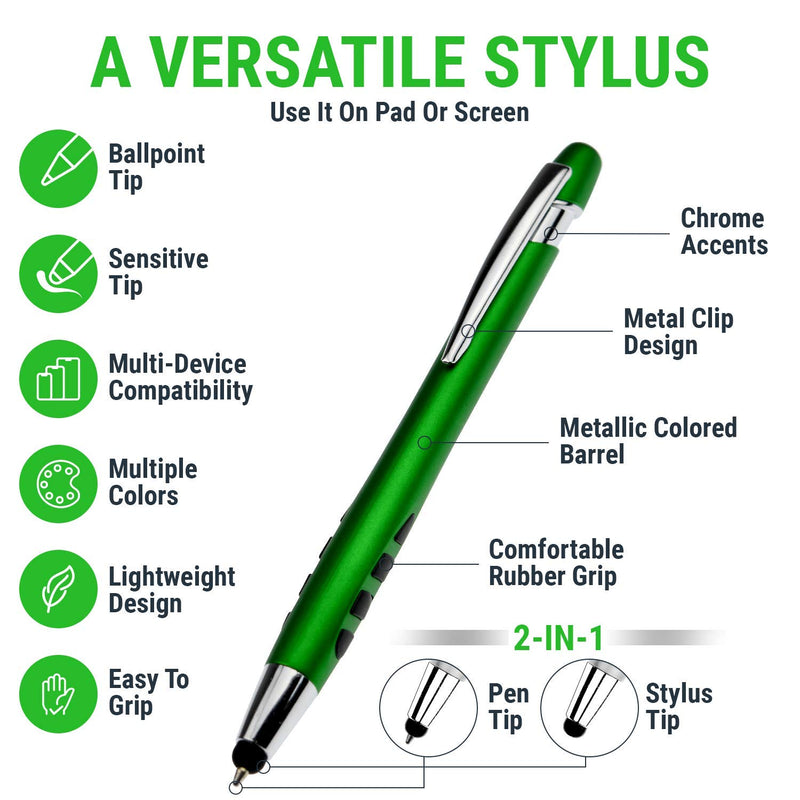 [Australia - AusPower] - Stylus pen for Touch Screens & Writing Pens, with Sensitive Stylus Tip - 2 in 1, For Your iPad, iPhone, Kindle, Nook, Samsung Galaxy, Tablets & Phones - Assorted Barrel Colors, Black Ink, 7 Pack 