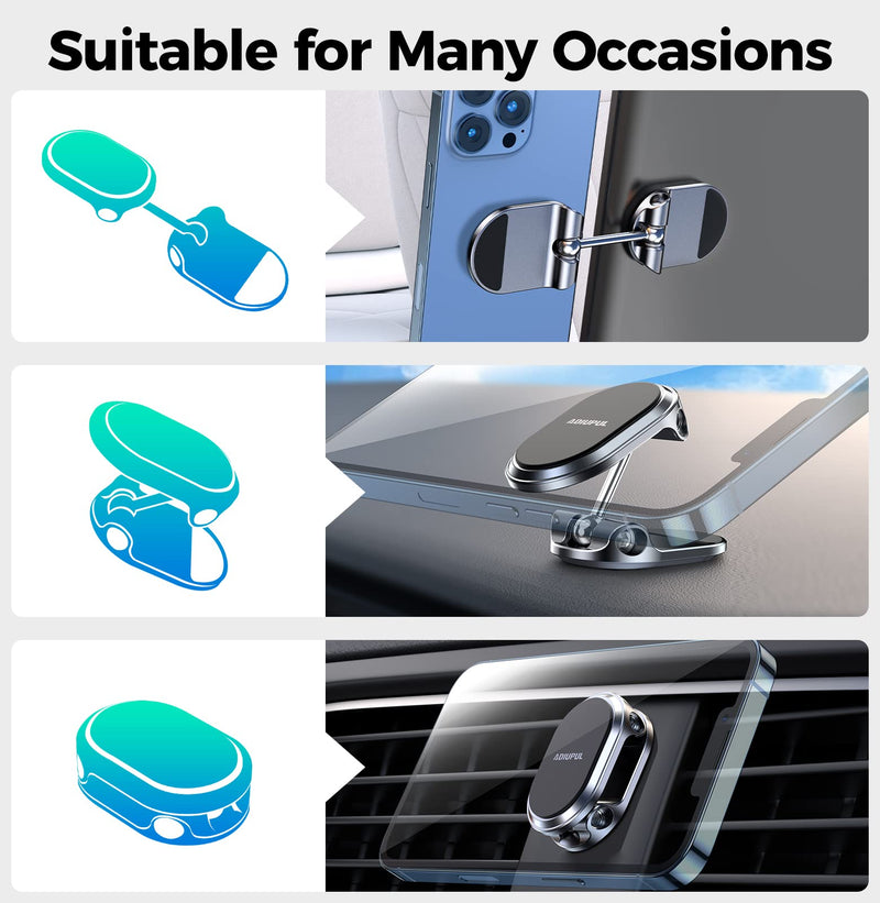 [Australia - AusPower] - Magnetic Phone Mount for Car Metal Multi-Functional 6X Magnets Cell Phone Holder Double 360° Rotation Desk Phone Holder Magnet Car Mount Suitable for Dashboard Screens Compatible with All Phone 