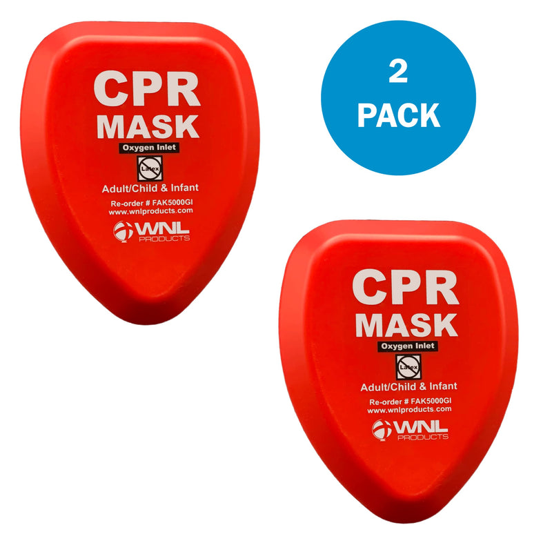 [Australia - AusPower] - WNL Products CPR Rescue Mask, Adult/Child & Infant Pocket Resuscitator, Hard Case Kit with Belt Clip 2-Pack 