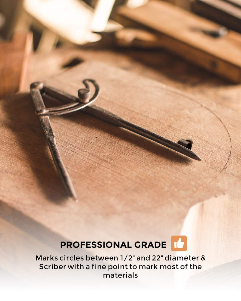 [Australia - AusPower] - Nicpro 8 Inch Compass for Woodworking with Wing and Pencil Holder, Professional Carpenter Pencil Compass Great for Geometry, Drawing, Drafting 