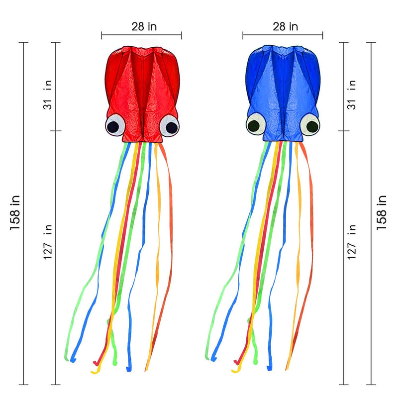 [Australia - AusPower] - SINGARE Large Octopus Kites, Long Tail Beautiful Easy Flyer Kites Beach Kites, Good Kites for Kids and Adults Easy to Fly(Red+Blue) 