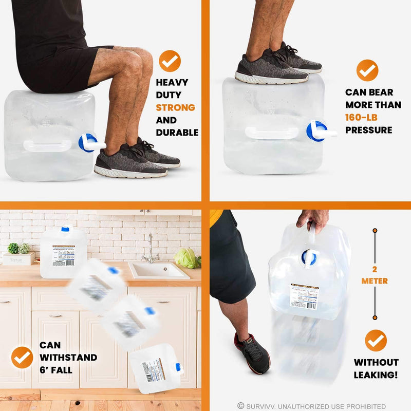 [Australia - AusPower] - SurVivv Collapsible Water Container with Spigot, BPA Free, Food Safe Camping Water Storage Cube Jug for Outdoor Hiking Hurricane & Emergency Survival Kit, Portable Foldable Canteen (2.6 / 5.3 Gal) (2.6Gal/10L -- 1-pack) 