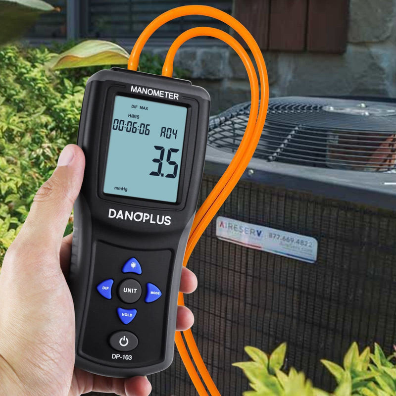 [Australia - AusPower] - Manometer Digital Gas Pressure Tester Differential Pressure Gauge HVAC Air Pressure Meter with Backlight Data Record Function 