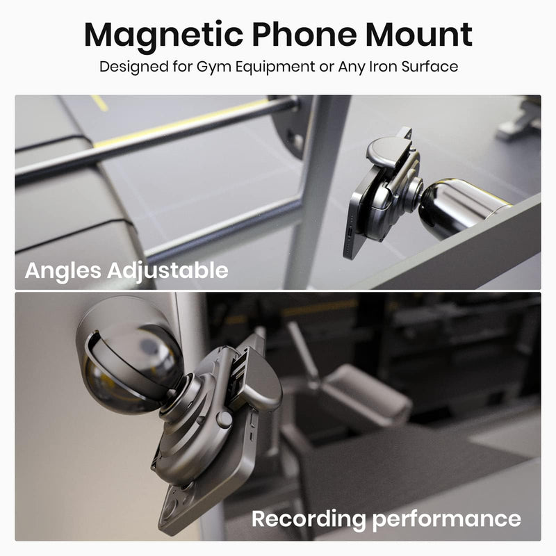 [Australia - AusPower] - MiiKARE Gym Accessory Magnetic Phone Holder for Videos, Universal Hands-Free Magnetic Phone Mount for Gym with 360 Degree Angle Adjustable, Home Gym Essentials Phone Mount for Women an Men-Black Black 