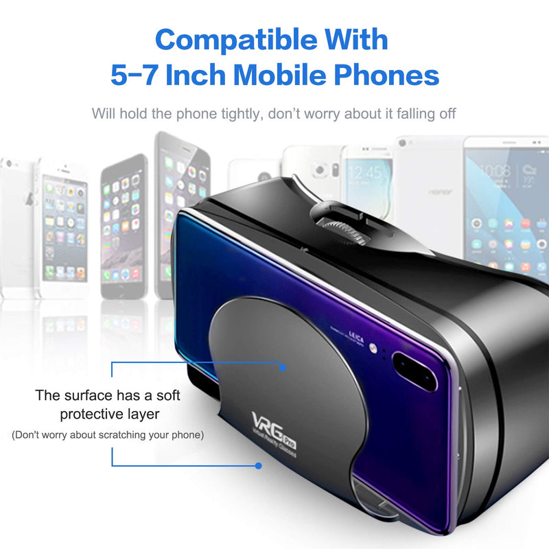 [Australia - AusPower] - FOSDKWA VR Headset,VR 3D Virtual Reality Headset for Movies and Games VR Glasses Goggles Compatible with iPhone and Android Phone,2K Anti-Blue Lenses,Adjustable Pupil and Object Distance,VR+Bluetooth Earphone 