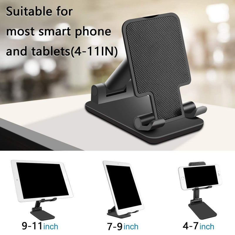 [Australia - AusPower] - Elimoons Cell Phone Stand for Desk 2Pcs,Portable Foldable Cell Phone Holder Adjustable Height and Angle Phone Holder Desktop Sturdy Stand Compatible with Smartphone/Switch/iPhone/ipad/Tablet（4"-11"） Black&White 