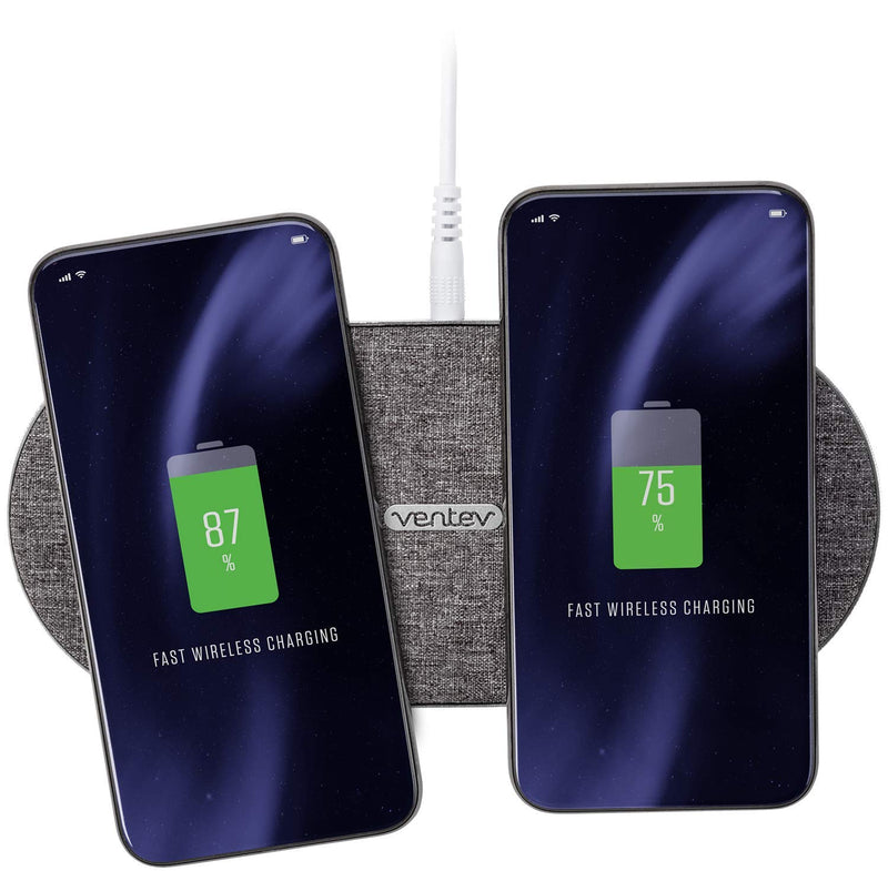 [Australia - AusPower] - Ventev Wireless Charger Qi Chargepad+ | Fast Charging Wireless Charge Pad | Universally Compatible with Apple (7.5W) and Samsung (10W), Works with All Qi Enabled Devices | Grey (Duo) 