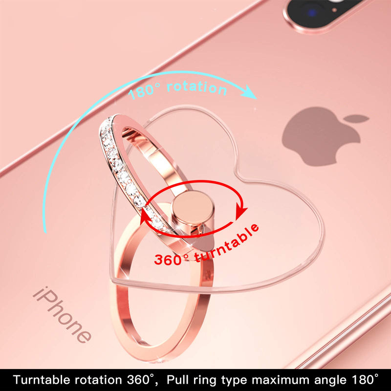 [Australia - AusPower] - YINHEXI 2 Pcs Transparent Phone Ring Stand Holder Cell Phone Ring Holder Finger Grip 360 Degree Rotation (Rose Gold & Diamond-3) Rose Gold & Diamond-3 