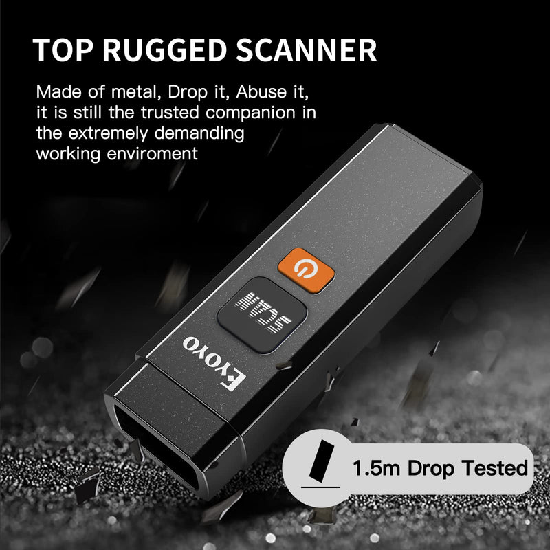 [Australia - AusPower] - Eyoyo 1D Bluetooth Barcode Scanner Wireless, Ultra-Rugged Industrial Heavy-duty Bar Code Reader,Portable,Shockproof,Mini Scanner for Retail Warehouse Inventory Management Work with iPhone,Android, iOS 