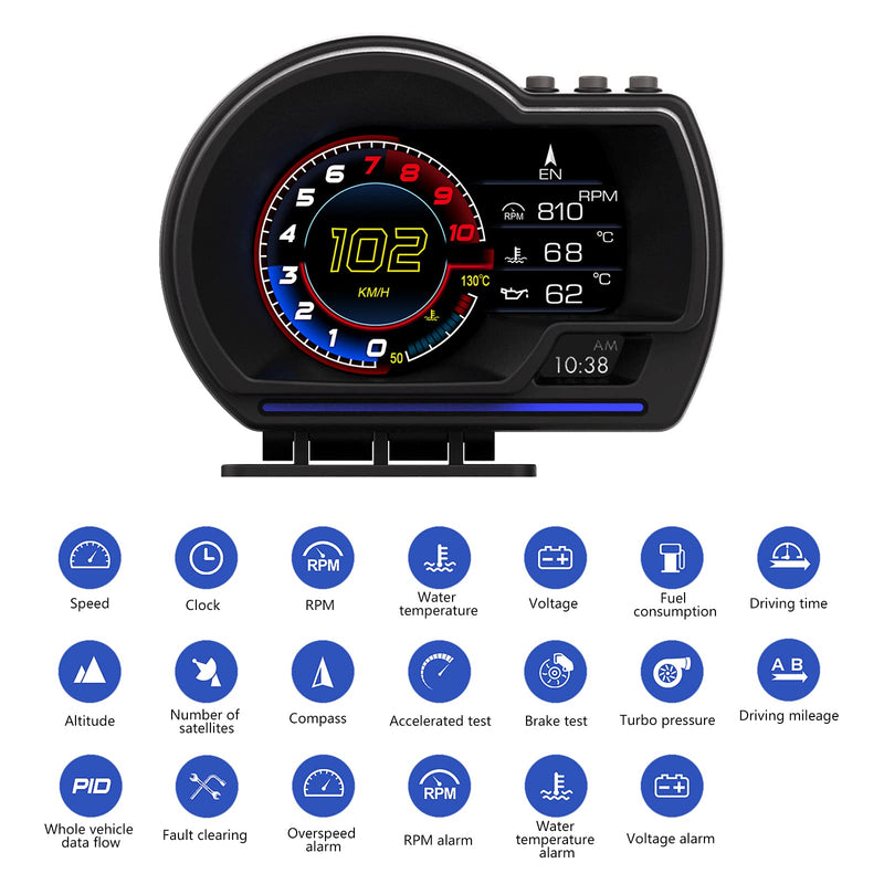 [Australia - AusPower] - wiiyii Car HUD Head Up Display P6, OBD+GPS Smart Gauge, Works Great for All Cars 