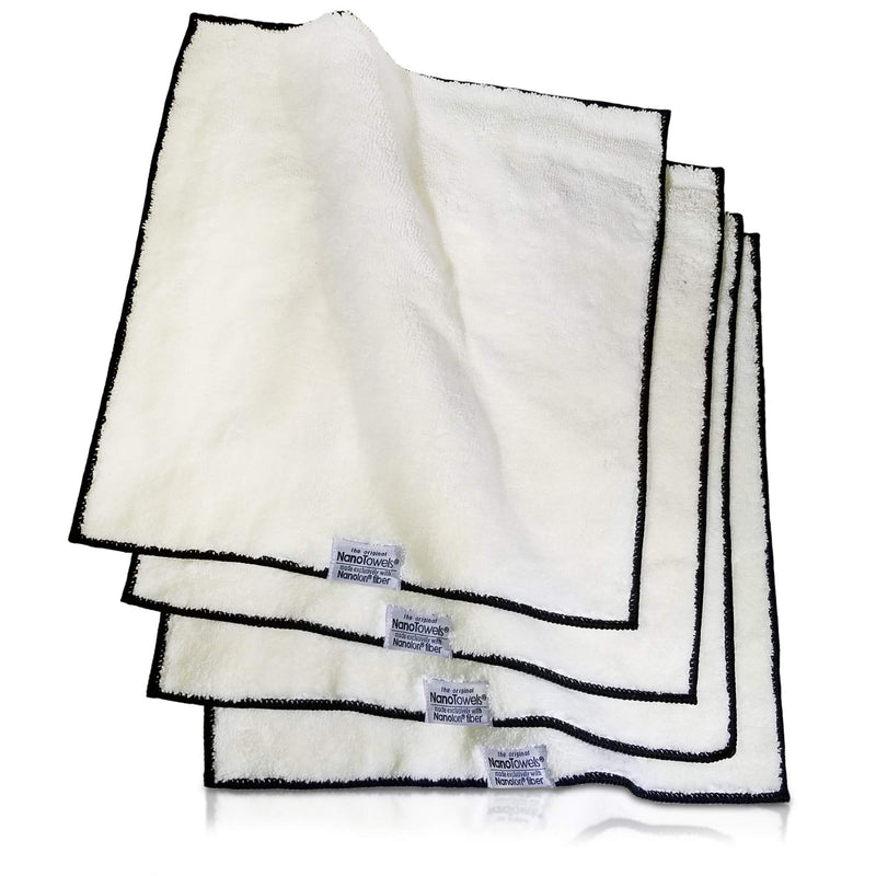 [Australia - AusPower] - Nano Towels Cleaning Cloths - Premium Nanolon Fiber Cleans With Only Water. Wipes Away Dust Spills & Grime Instantly Without Chemicals, Paper Or Fish Scale Microfiber Supplies. 14x14” 4-Pack Vanilla 