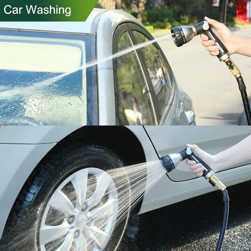 [Australia - AusPower] - FANHAO Garden Hose Nozzle 100% Heavy Duty Metal, Water Hose Sprayer High Pressure with 8 Spray Patterns, Thumb Control, On Off Valve for Garden Watering, Car and Pet Washing 