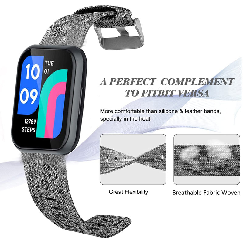 [Australia - AusPower] - Compatible for Wy-ze Watch 47mm Band, Lamshaw Breathable Nylon Woven Fabric Replacement Accessory Strap Compatible for Wy-ze Watch 47mm Smartwatch (Gray) Gray 