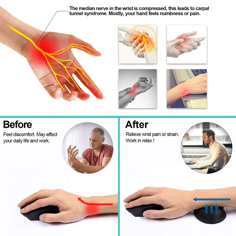 [Australia - AusPower] - Vankey Soft Memory Foam Mouse Wrist Rest Support, Cool Ergonomic Hand Rest Support for Computer, Laptop, Office, PC Gaming - Massage Holes Design - Easy Typing Wrist Pain Relief and Repair Black 