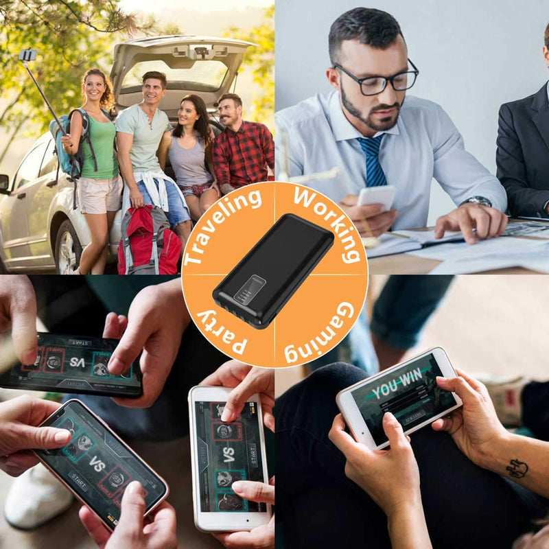 [Australia - AusPower] - Power Bank 30000mAh All-in-one Build in 4 Plugs Provides Charging to 4 Devices at The Same time Quick Charge Cell Phone Tablet Bluetooth Speaker Headphone etc. (30000mAh Black) 