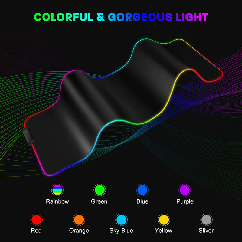[Australia - AusPower] - YXLILI Mouse Pad Gaming Large Mouse Pads for Keyboard and Mouse Extended RGB Mouse Mat, 12 Lighting Modes, Waterproof, Non-Slip Rubber Base XXL Mousepads for Desk Computer PC Laptop-31.5 X 12inches X-Large 