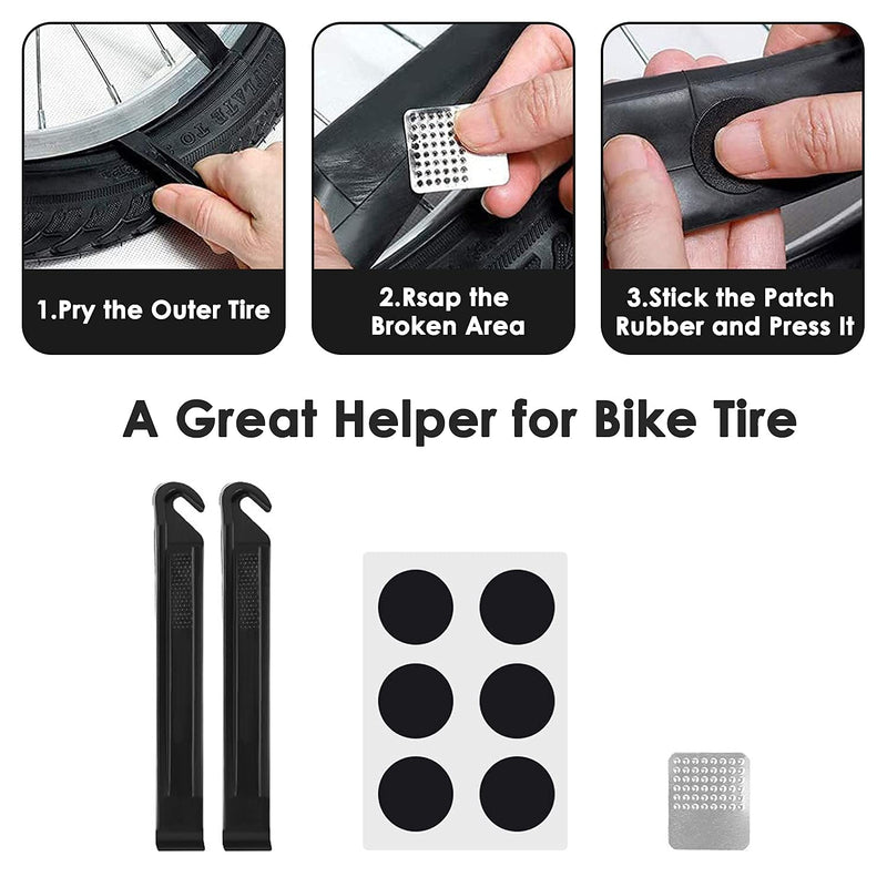 [Australia - AusPower] - WOTOW Bike Repair Tool Kit Set, Bicycle 16 in 1 Multitool Hex Key Wrench & Bike Tube Patch Kit & Tire Lever & Hard Carrying Case, Portable Handy Cycling Maintenance Fix Set for Road Mountain Bikes 