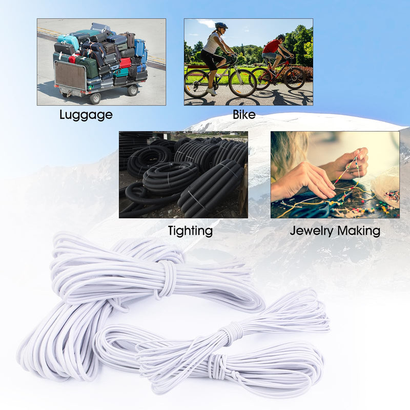 [Australia - AusPower] - 3/32 Inch White Bungee Cord (2mm), 40 Feet Heavy Duty Elastic Shock Cord Nylon Stretch String Bungee Rope for DIY Crafting Sewing, Tie Downs, Hair Ties (White, 3/32 inch x 40 ft) 2/32 inch x 40 ft 
