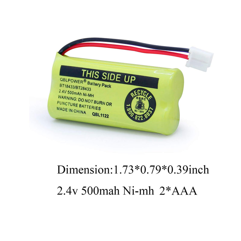 [Australia - AusPower] - QBLPOWER 2.4V Rechargeable Battery Compatible with AT&T Vtech Phones BT18433 BT184342 BT28433 BT284342 BT-8300 BATT-6010 BT1011 BT1018 BT1022 BT1031 89-1326-00-00/89-1330-01-00/CPH-515D(Pack of 2) 