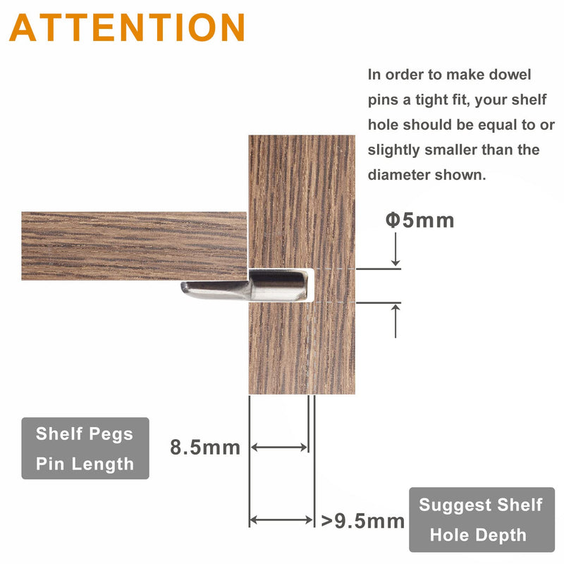 [Australia - AusPower] - WINKING MOON 80 Pack 5mm Shelf Pins Spoon Shape Cabinet Shelf Pegs for Shelves, Black Tone Gun Metal 