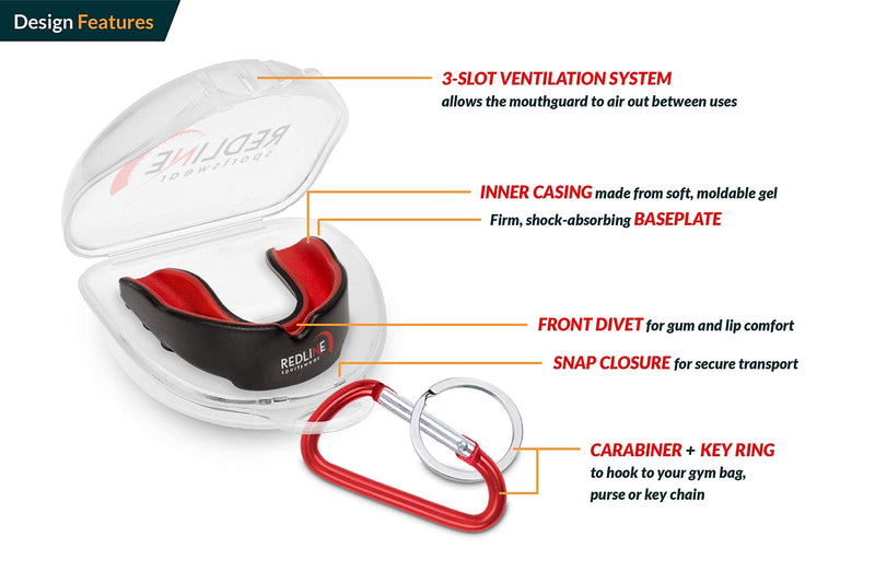 [Australia - AusPower] - Redline Sportswear Custom Molded Mouthguard w/Case | Youth - Adult - Braces | Best Protection for MMA, Boxing, BJJ, Lacrosse, Football, Hockey and Other Sports | BPA Free Blue & Black 