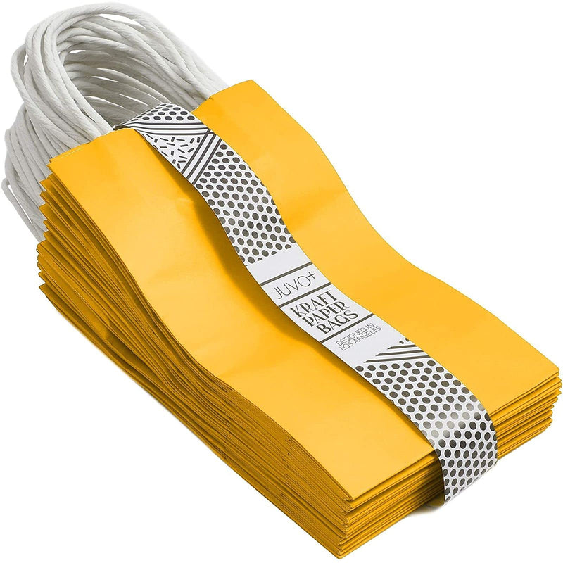 [Australia - AusPower] - 25 Pack Yellow Paper Gift Bags with Handles for Birthday Party Favors (5x3x9 Inches) 