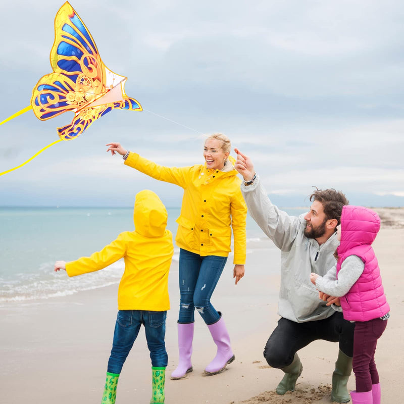 [Australia - AusPower] - Mint's Colorful Life Golden Mechanical Butterfly Kite for Kids & Adults Easy to Fly, Large Single Line Kite for The Beach with 300 FT String Kite Handle 