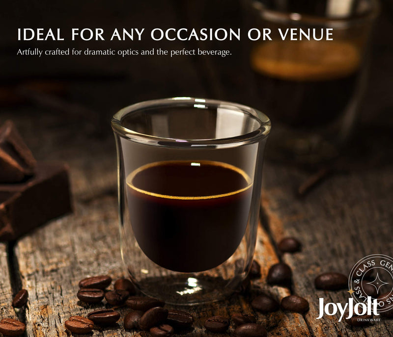 [Australia - AusPower] - JoyJolt Javaah Double Walled Espresso Glasses Espresso Cups (Set of 4)- 2-Ounces 