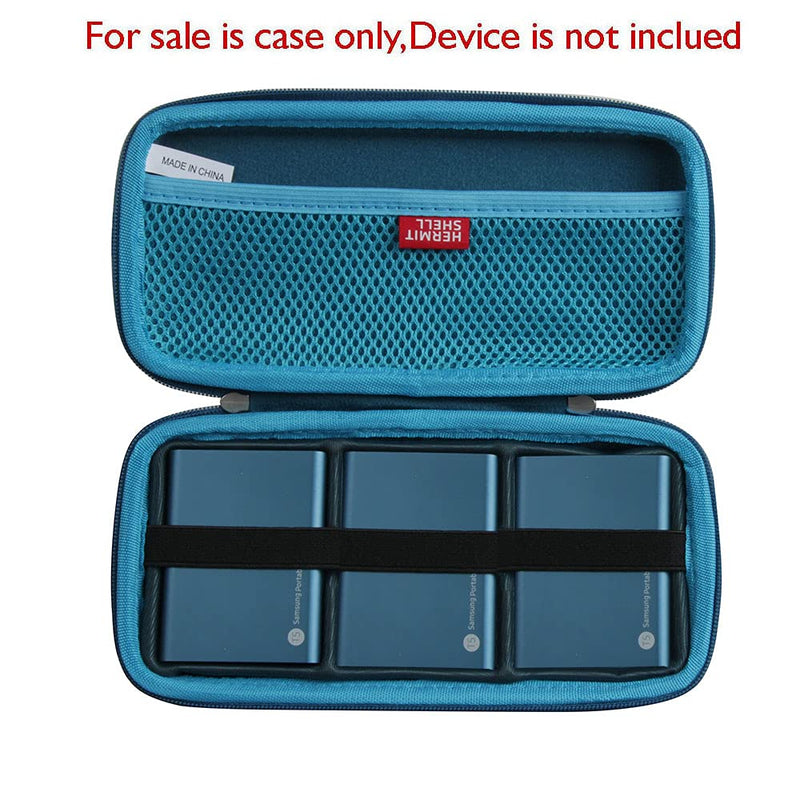 [Australia - AusPower] - Hermitshell Hard Travel Case for Samsung T5 Portable SSD 250GB 500GB 1TB 2TB USB 3.1 External Solid State Drive (Case for 3 Hard Drives, Dark Blue) Case for 3 hard drives 
