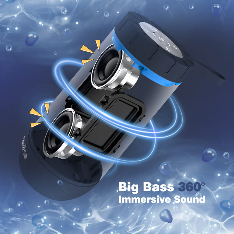 [Australia - AusPower] - COMISO Waterproof Bluetooth Speakers Outdoor Wireless Portable Speaker with 20 Hours Playtime Superior Sound for Camping, Beach, Sports, Pool Party, Shower (Dark Grey) Dark Grey 