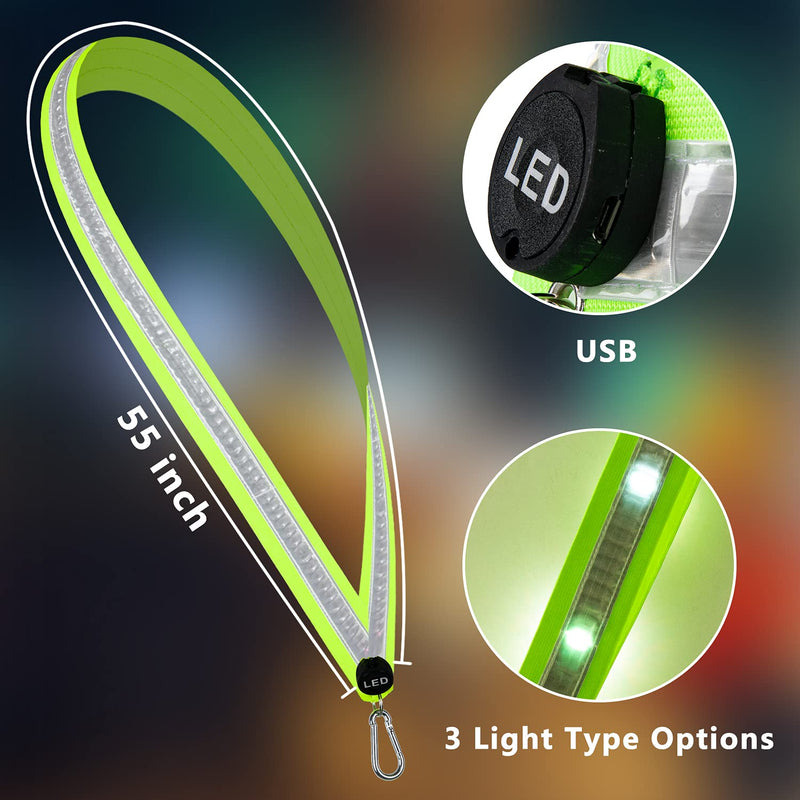 [Australia - AusPower] - OLIKER LED Night Running Gear High Visibility LED Flashing Sash Outdoor Running Cycling Hiking Jogging Rechargeable Illuminating Gear for Men and Women Night Safety Walking Gear 