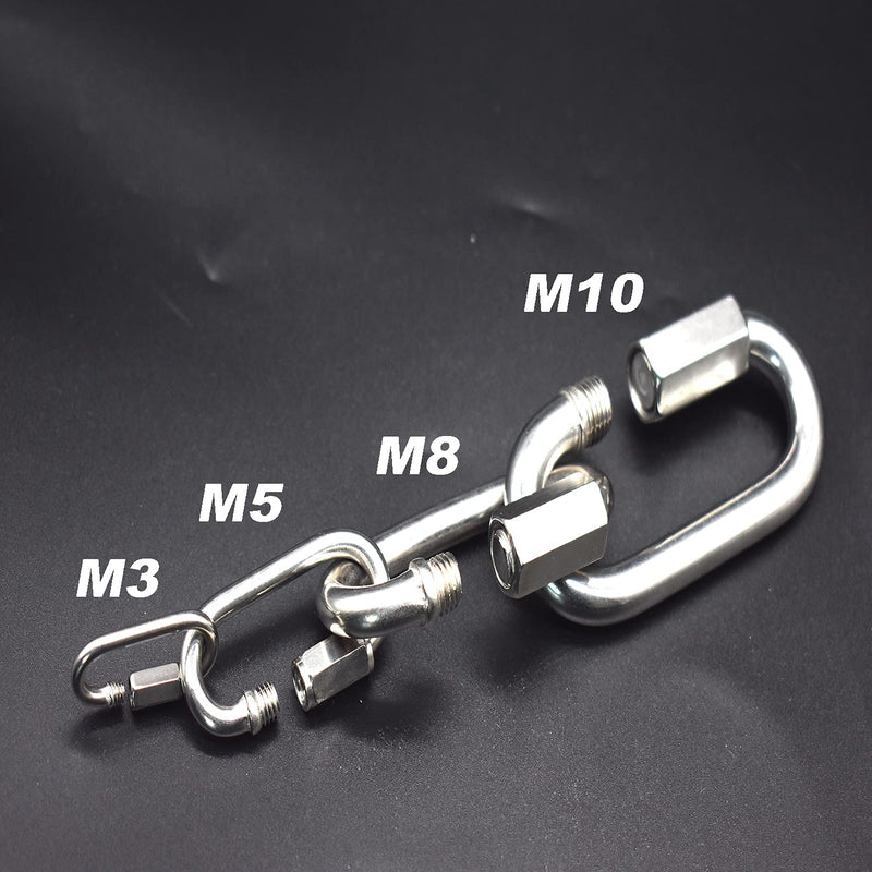 [Australia - AusPower] - Bytiyar 4 pcs M3 Stainless Steel Quick Link Carabiner Clips with Screw Locking Heavy Duty Chain Connector Hook Hardware Accessories Tool M3(Length*Thickness_33mm* 3mm) 