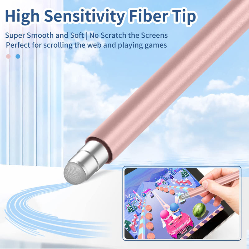 [Australia - AusPower] - Stylus Pens for Touch Screens (2Pcs), 2-in-1 High Sensitivity iPad Pencil with Disc & Fiber Tips & Magnetic Cap for Apple iPad/iPhone/Android/Tablets and All Capacitive Touch Screens (Navy Blue/Rose) Navy Blue/Rose 