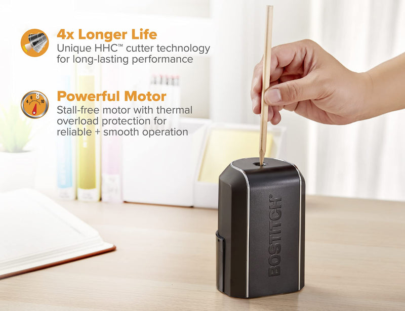[Australia - AusPower] - Bostitch Vertical Electric Pencil Sharpener, Powerful Stall-Free Motor, Prevents Over-Sharpening, Black (EPS5V-BLK) 