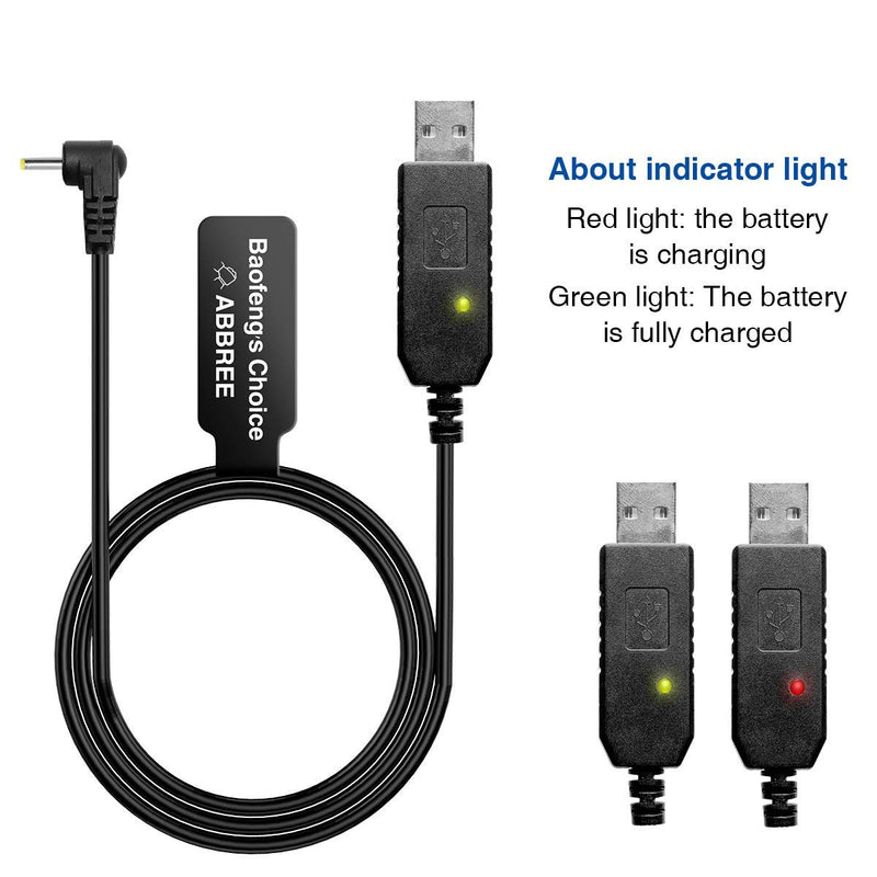 [Australia - AusPower] - Baofeng 2.5mm USB Charger Cable with Indicator Light for BaoFeng UV-5R UV-82 3800mAh Battery UV-S9/9S Two Way Radio 