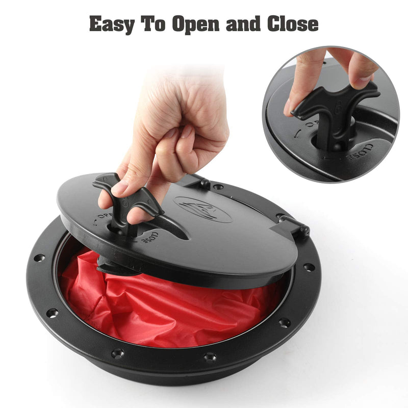 [Australia - AusPower] - Anndason 8'' Black Deck Plate Kit Deck Hatch with Storage Bag for Fishing Kayak Boating 