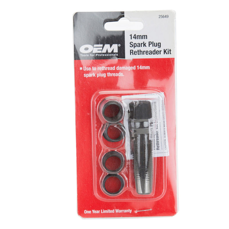 [Australia - AusPower] - OEMTOOLS 25649 14mm Cylinder Head Rethreaded Kit | Mechanic’s Tool for Rethreading Cylinder Heads | Includes Combination Tap/Reamer, & 3/8", 7/16", 1/2" & 3/4" Inserts | Rethread Aluminum Heads Only 