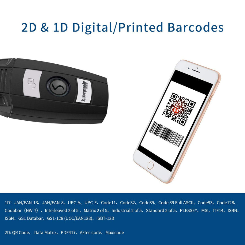 [Australia - AusPower] - 1D 2D Bluetooth Wireless Barcode Scanner,Alacrity Portable QR Handheld Mini Barcode Reader for Windows,Android,iOS,Mac.Able to Scan Codes on Screen 